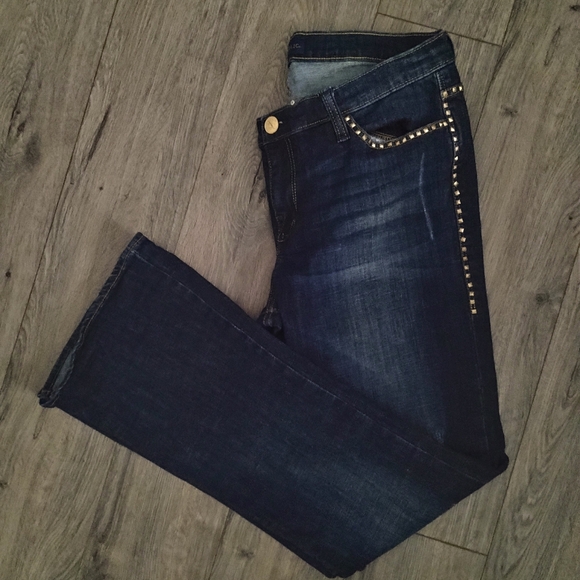 Rock & Republic Kasandra Gold Studded Bootcut Jeans 16 - Picture 6 of 15
